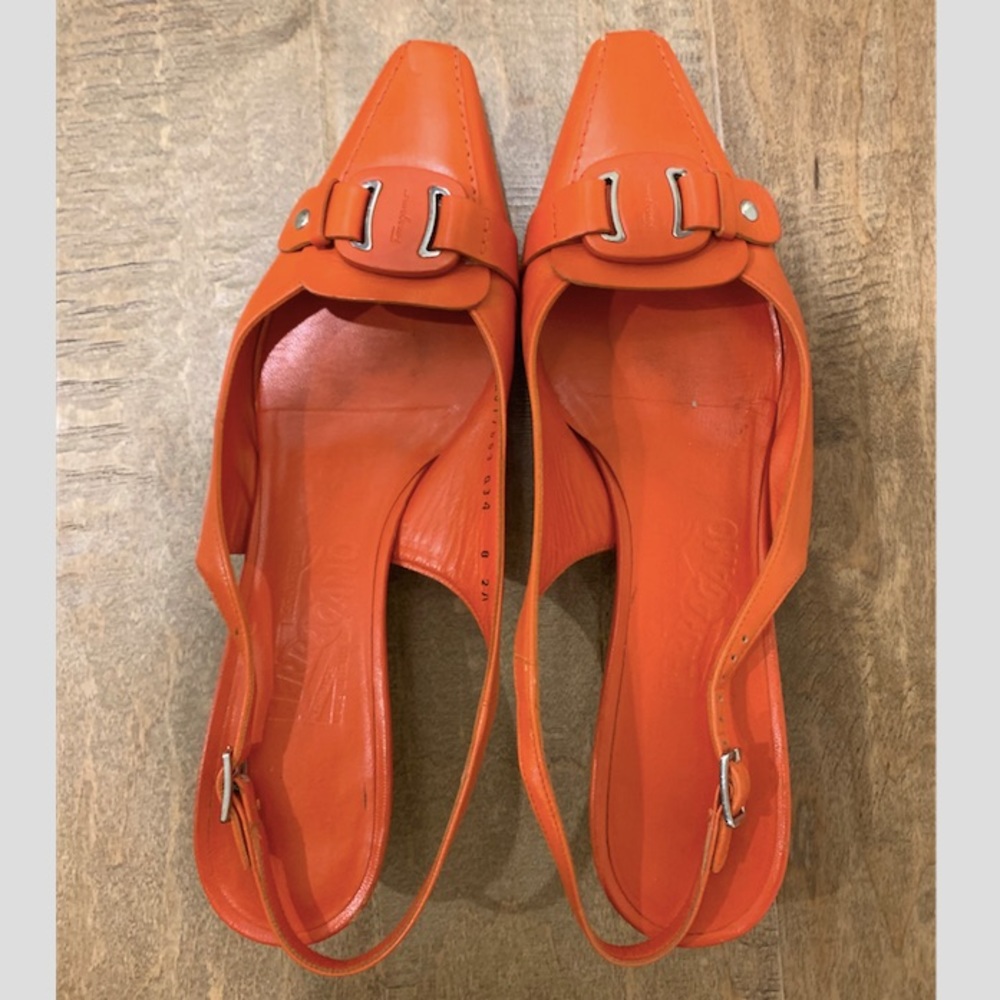 Salvatore Ferragamo Orange Heels Sz 7 - 7.5